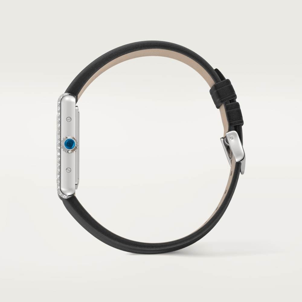 Cartier Tank Must Large K11F Diamonds Bezel 1:1 Best Edition White Dial on Black Smooth Leather Strap Ronda Quartz V3 - Image 4