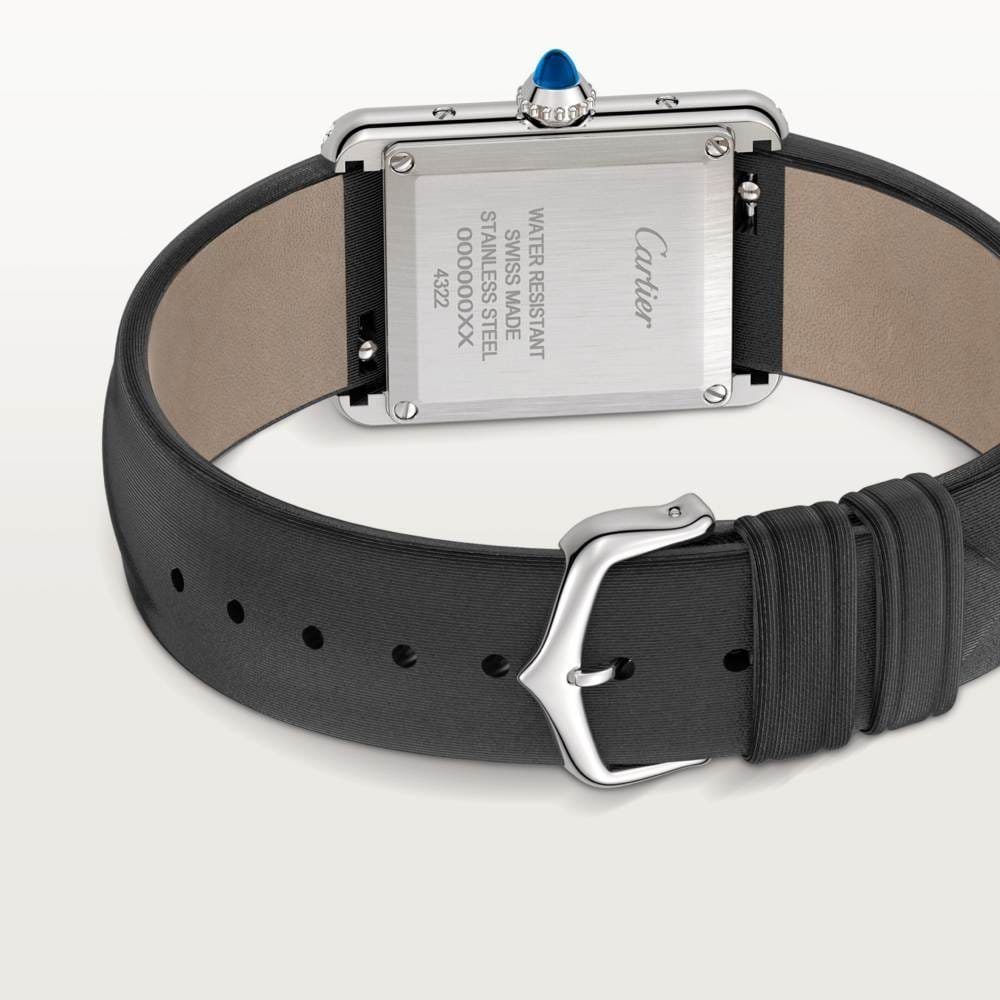 Cartier Tank Must Large K11F Diamonds Bezel 1:1 Best Edition White Dial on Black Smooth Leather Strap Ronda Quartz V3 - Image 5