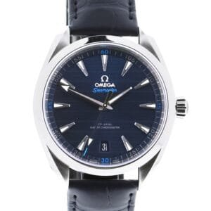 Aqua Terra 150M Master Chronometers VSF 1:1 Best Edition Deep Blue Dial Silver Hand on Leather Strap A8900 Super Clone