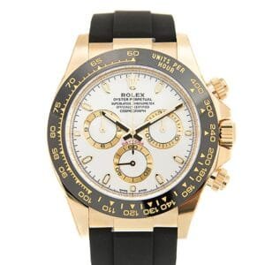 Daytona 116518 YG Clean Factory 1:1 Best Edition Black Ceramic Bezel White Stick Dial on Oysterflex Rubber Strap A4130