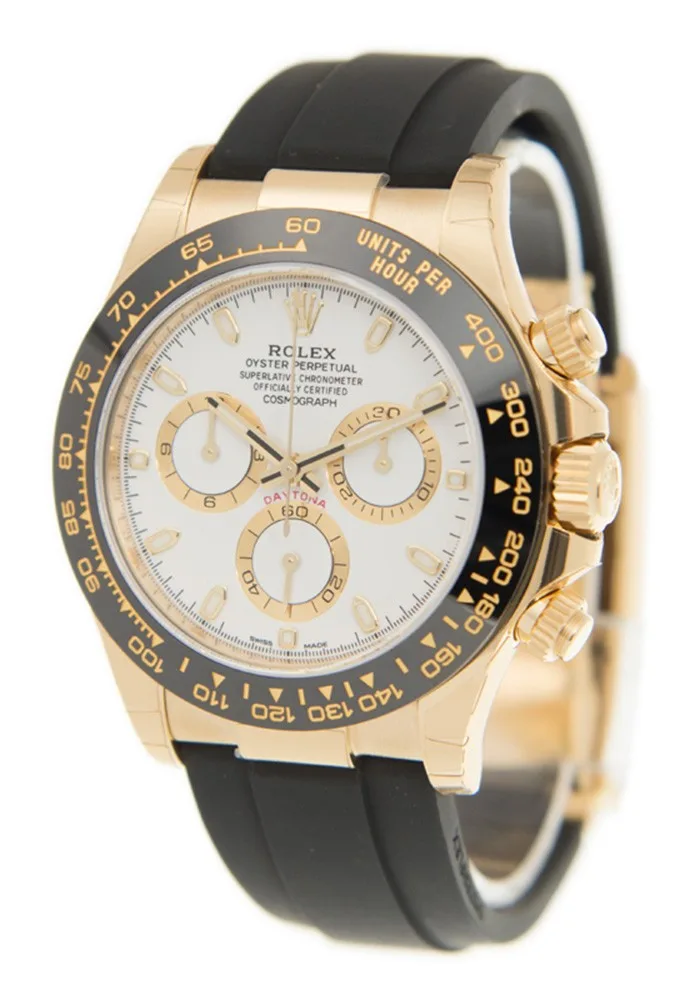 Daytona 116518 YG Clean Factory 1:1 Best Edition Black Ceramic Bezel White Stick Dial on Oysterflex Rubber Strap A4130 - Image 3