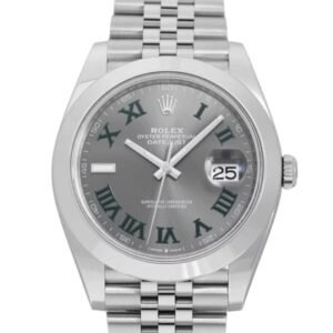 DateJust 41 SS Polished Bezel KING 1:1 Best Edition 904L Steel Gray Green Roman Dial on Jubilee Bracelet VS3235