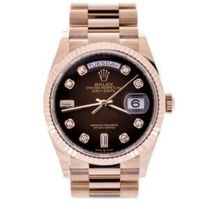 Day Date 36 YG 904L Steel Bezel GMF 1:1 Best Edition Brown Diamonds Dial on YG Bracelet A2836