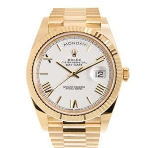 Day Date 40 YG 904L Steel GMF 1:1 Best Edition White Roman Dial on YG Bracelet A2836