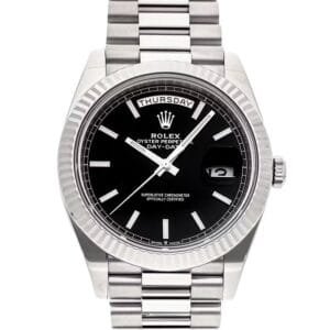 DayDate 40mm GSF 1:1 Best Edition Black Dial Fluted Bezel on SS Bracelet A3255