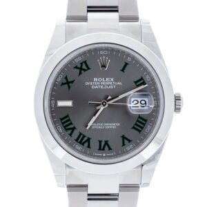 DateJust 41 SS Polished Bezel KING 1:1 Best Edition 904L Steel Gray Dail Green Roman on SS Oyster Bracelet VS3235