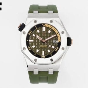 Royal Oak Offshore Diver 15720 SS APSF 1:1 Best Edition Green Dial on Green Rubber Strap A4308 Super Clone