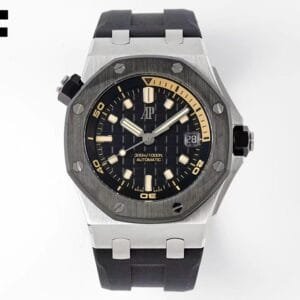 Royal Oak Offshore Diver 15720 SS APSF 1:1 Best Edition Black Dial Ceramic Bezel on Black Rubber Strap A4308 Super Clone