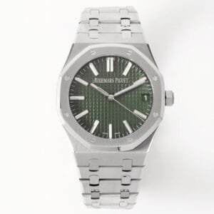 Royal Oak 41mm 15510 SS ZF 1:1 Best Edition Green Textured Dial on SS Bracelet A4302