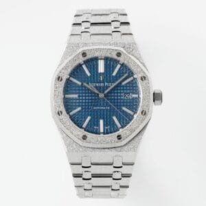 Royal Oak 41mm 15410 Frosted SS APSF 1:1 Best Edition Blue Textured Dial on SS Bracelet SA3120 Super Clone