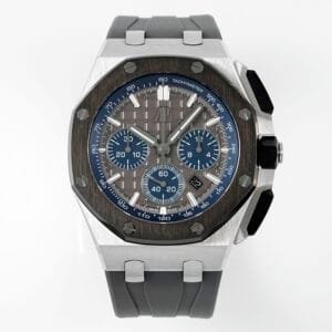 Royal Oak Offshore 44mm SS Black Ceramic Bezel APF 1:1 Best Edition Gray/Blue Dial on Gray Rubber Strap A4401