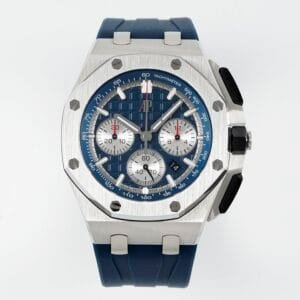 Royal Oak Offshore 44mm SS Bezel APF 1:1 Best Edition Blue/Silver Dial on Blue Rubber Strap A4401