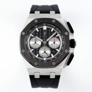 Royal Oak Offshore 44mm SS Black Ceramic Bezel APF 1:1 Best Edition Black/Silver Dial on Black Rubber Strap A4401