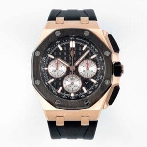 Royal Oak Offshore 44mm RG Black Ceramic Bezel APF 1:1 Best Edition Black/Silver Dial on Black Rubber Strap A4401