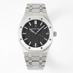 Royal Oak 41mm 15500 SS APSF 1:1 Best Edition Black Textured Dial on SS Bracelet A4302 Super Clone