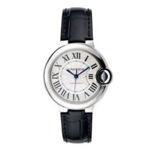 Ballon Bleu 33mm SS AF 1:1 Best Edition White Textured Dial on Black Leather Strap