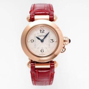 Pasha Ladies 30mm RG AF 1:1 Best Edition White Dial on Red Leather Strap Jap Quartz