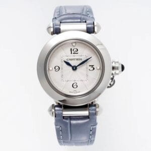 Pasha Ladies 30mm RG/SS AF 1:1 Best Edition White Dial on Blue Leather Strap Jap Quartz