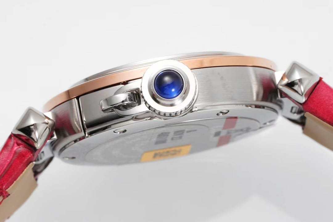 Pasha Ladies 30mm RG/SS AF 1:1 Best Edition White Dial on Pink Leather Strap Jap Quartz - Image 4