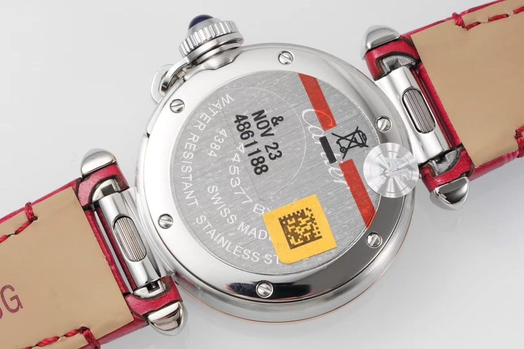 Pasha Ladies 30mm RG/SS AF 1:1 Best Edition White Dial on Pink Leather Strap Jap Quartz - Image 6