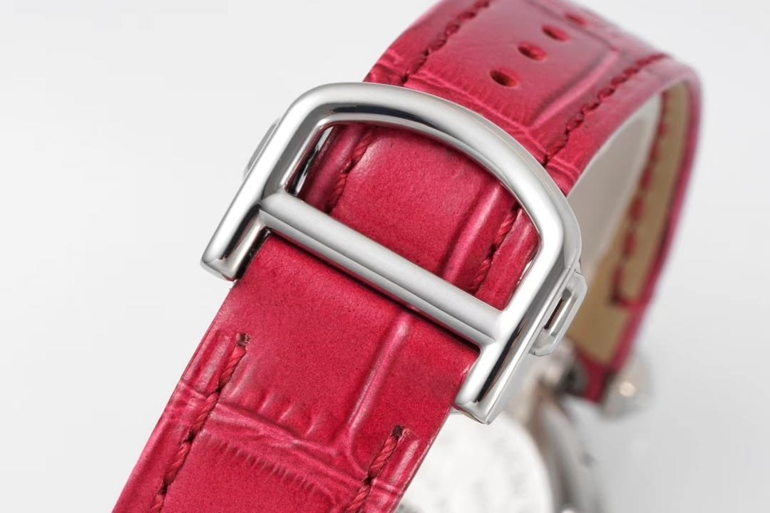 Pasha Ladies 30mm RG/SS AF 1:1 Best Edition White Dial on Pink Leather Strap Jap Quartz - Image 5