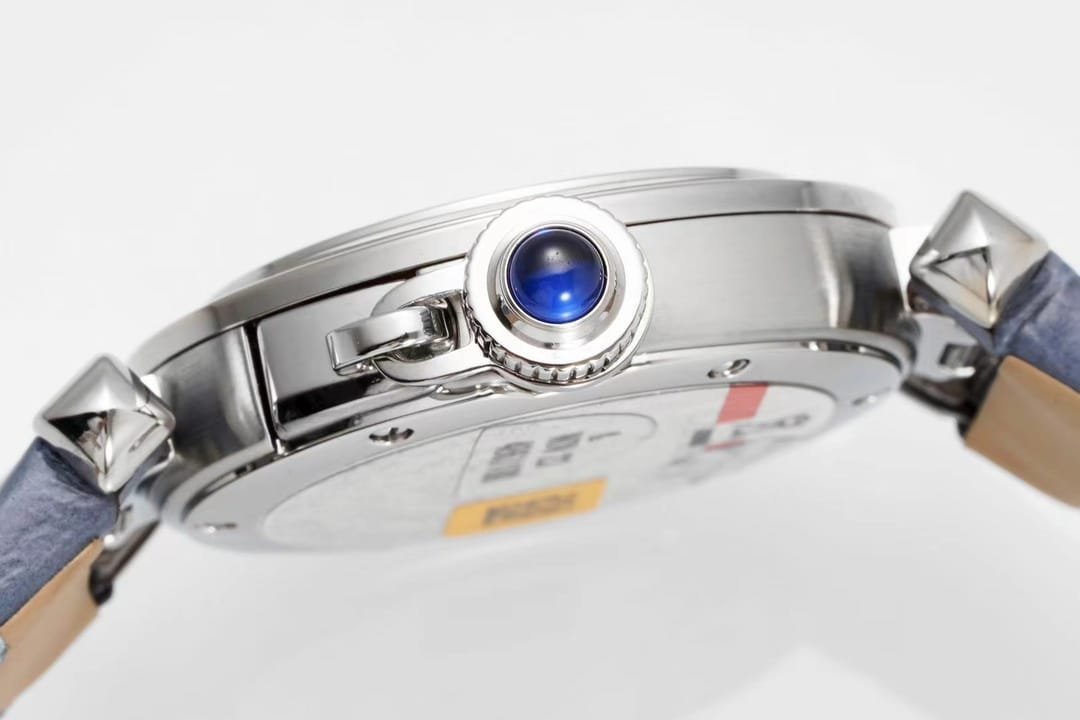 Pasha Ladies 30mm SS AF 1:1 Best Edition White Dial on Blue Leather Strap Jap Quartz - Image 4