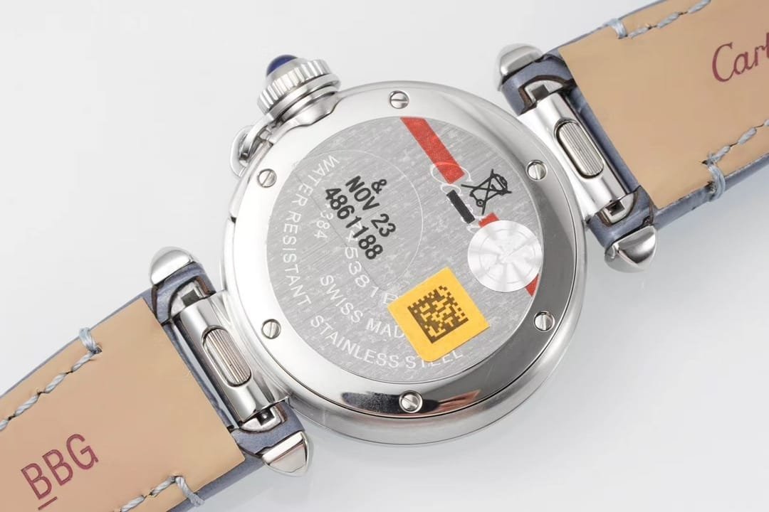 Pasha Ladies 30mm SS AF 1:1 Best Edition White Dial on Blue Leather Strap Jap Quartz - Image 5